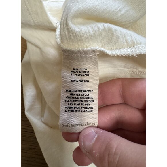 Soft Surroundings Size XL Danielle Cream Sleeveless Tunic Top Buttons Lagenlook - Picture 13 of 15